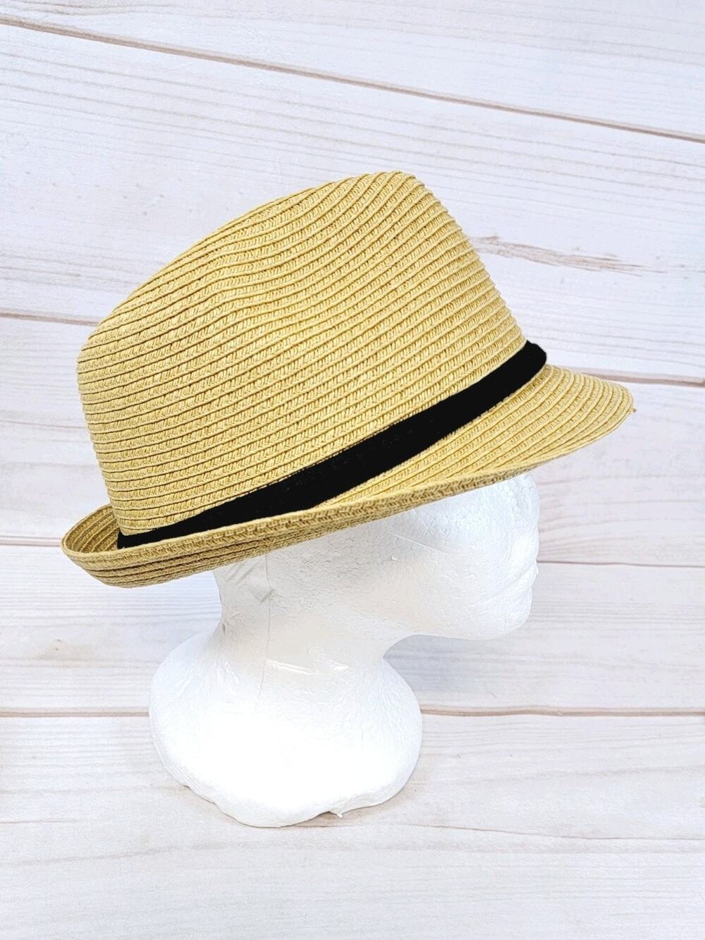 Sonoma Light Brown Tan Fedora Hat with Black Weave Band Accent Inside 6 x 8